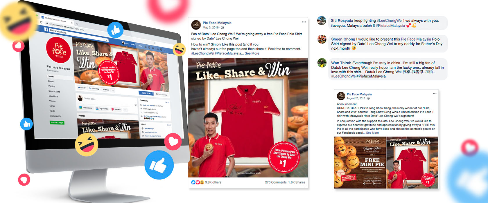 Pie Face Lee Chong Wei Social Media Contest